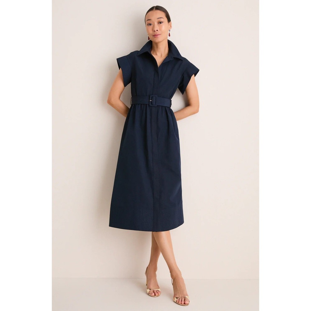 Tuckernuck Navy Belted Midi Dress